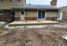 Initial decorative concrete patio project prep and framing