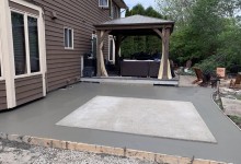 Exposed aggregate with hot tub pad (in progress) – Caledonia, WI
