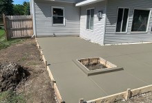 Concrete patio with 3' curb for fire pit