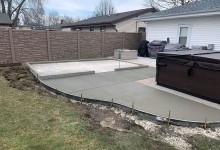 Concrete patio and concrete slab for shed